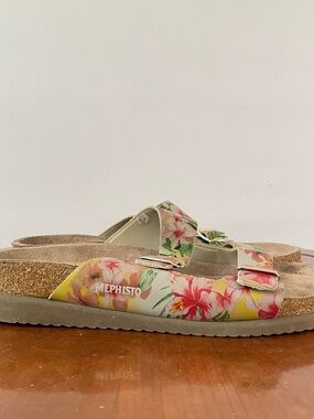 Mephisto Harmony Floral Print Two-Strap Sandals | EU 39